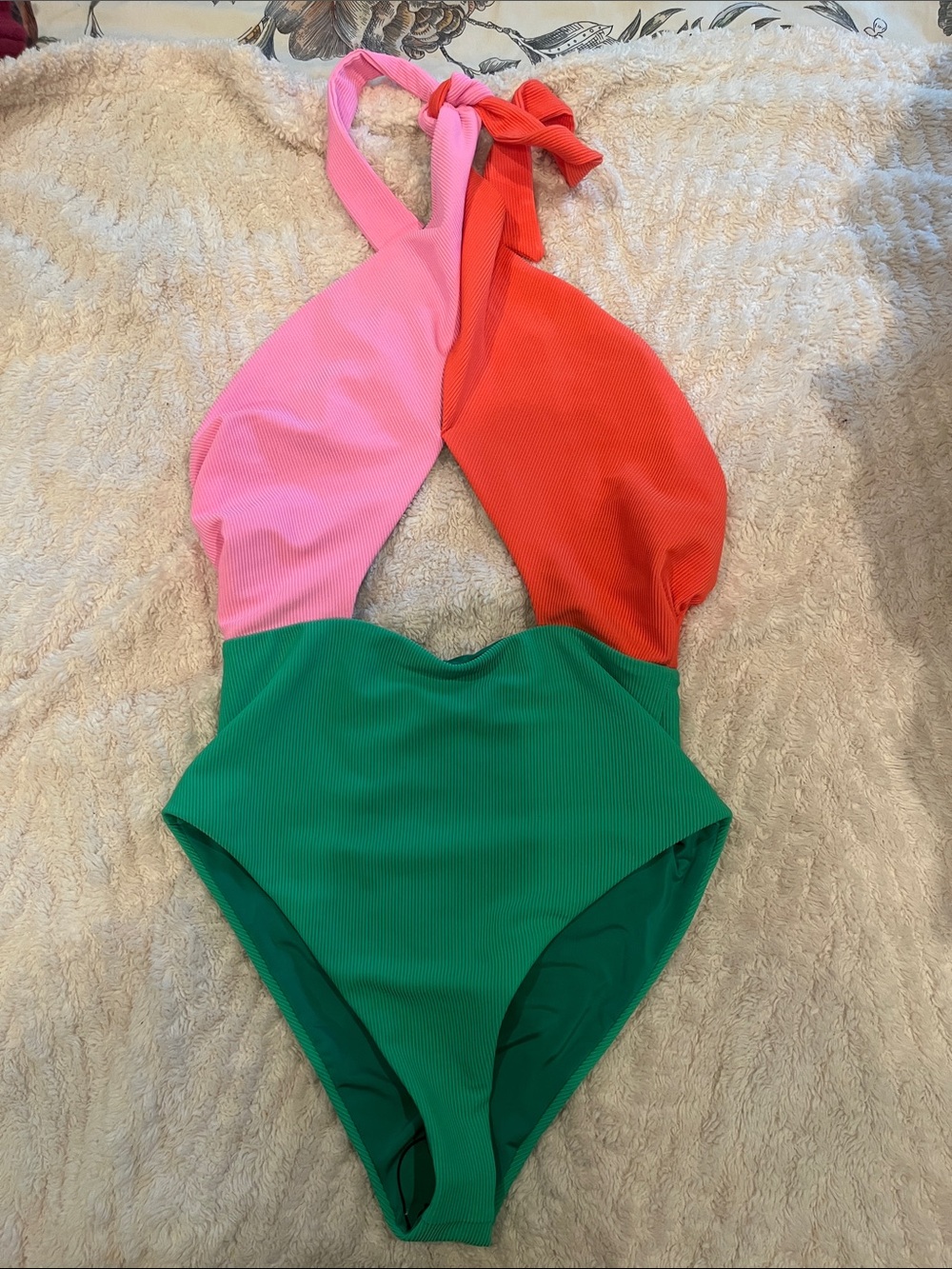 Beach Riot Colorblock One-Piece Swimsuit - Pink, Red & Green
